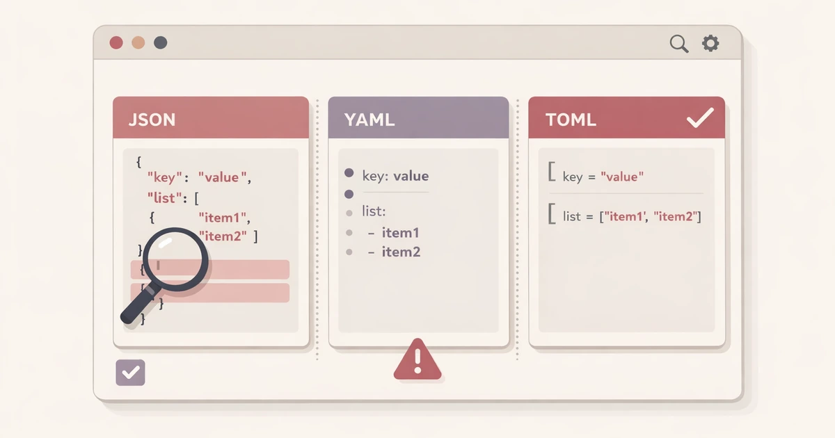 Wie Entwickler Config-Snippets durch JSON-, YAML- und TOML-Vergleich debuggen